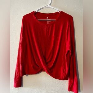 All in Motion Vibrant Red Tone Long Sleeve Tee with Twist Front XXL